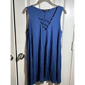 Living Doll Los Angeles Tunic Rayon Size XL‎ Blue Sleeveless